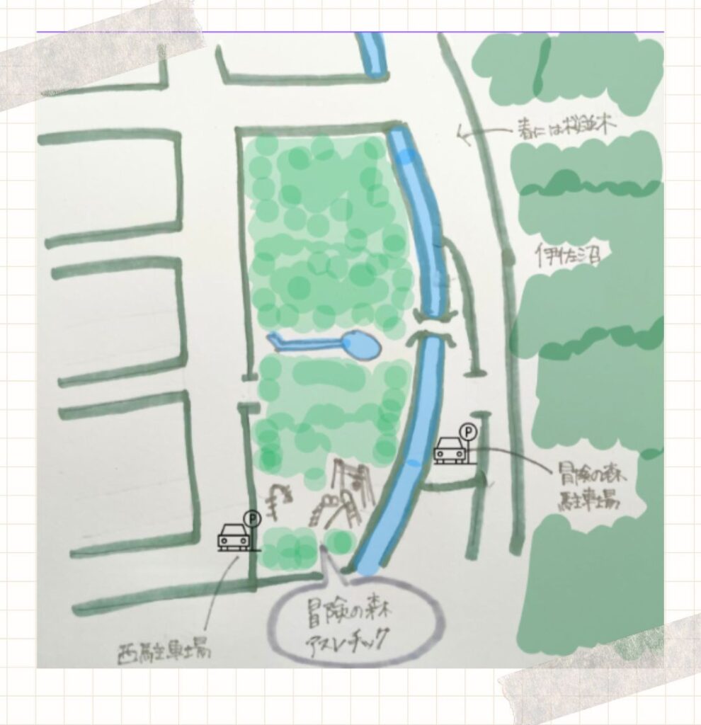 伊佐沼公園の全体手書きマップ